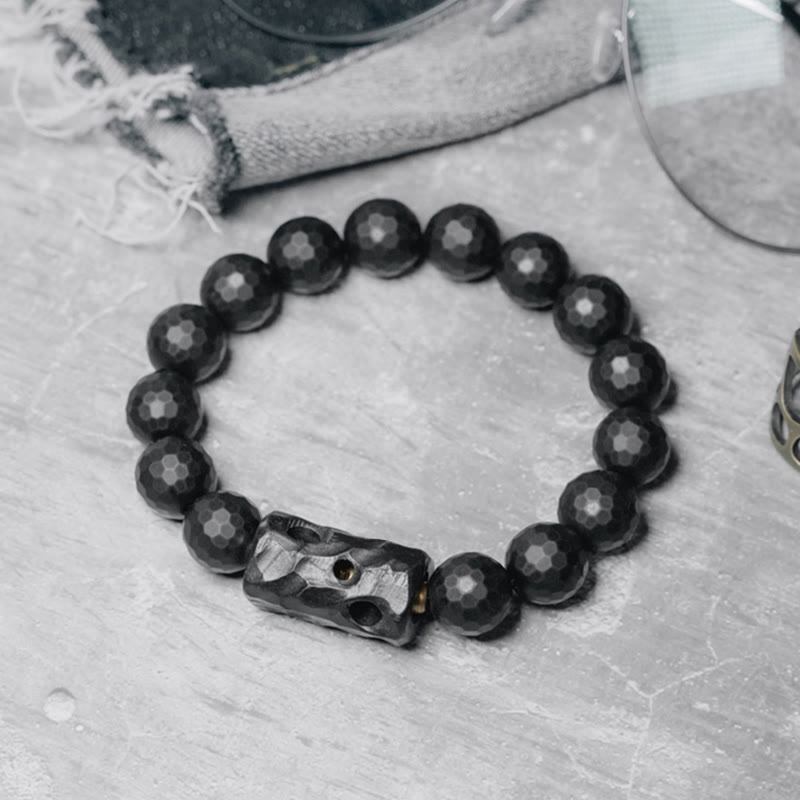 Buddhist Blessing Matte Frosted Surface Black Onyx Ebony Protection Bracelet