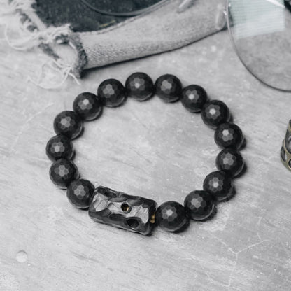 Buddhist Blessing Matte Frosted Surface Black Onyx Ebony Protection Bracelet