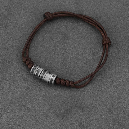 Buddhist Blessing 999 Sterling Silver Morse Code Wax Rope Blessing Bracelet