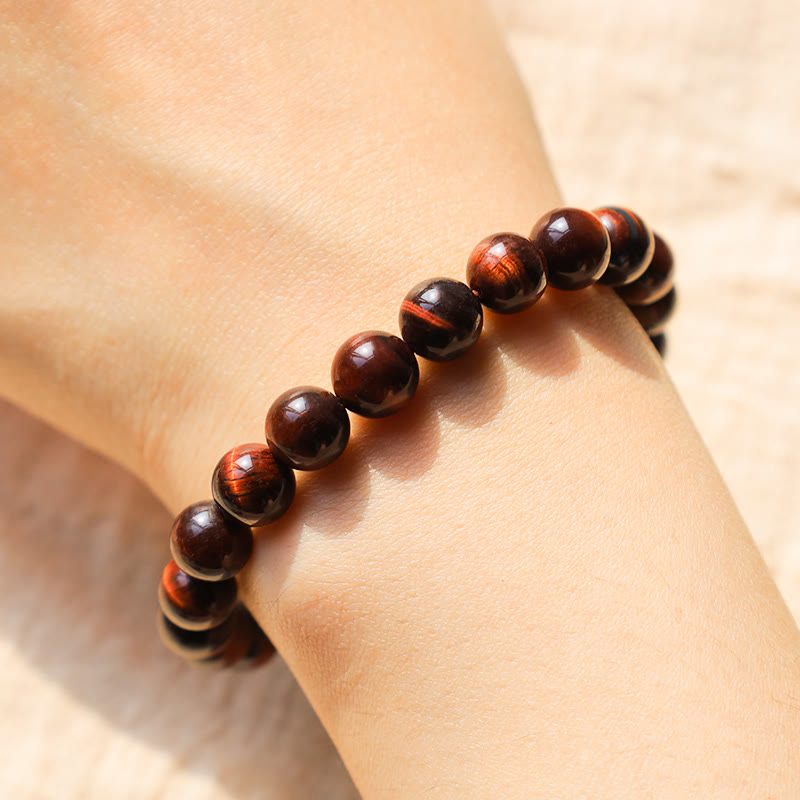 Buddhist Blessing Natural Tiger Eye Healing Bead Bracelet