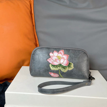 Buddhist Blessing Lotus Su Embroidery Journey Shopping Purse Handbag