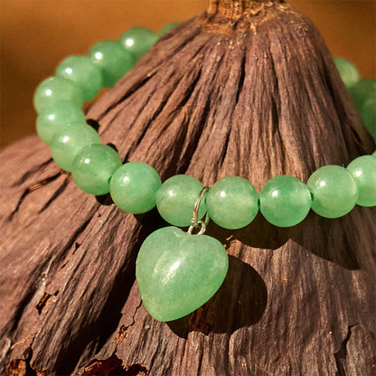 Buddhist Blessing Various Crystal Green Aventurine Love Heart Balance Bracelet