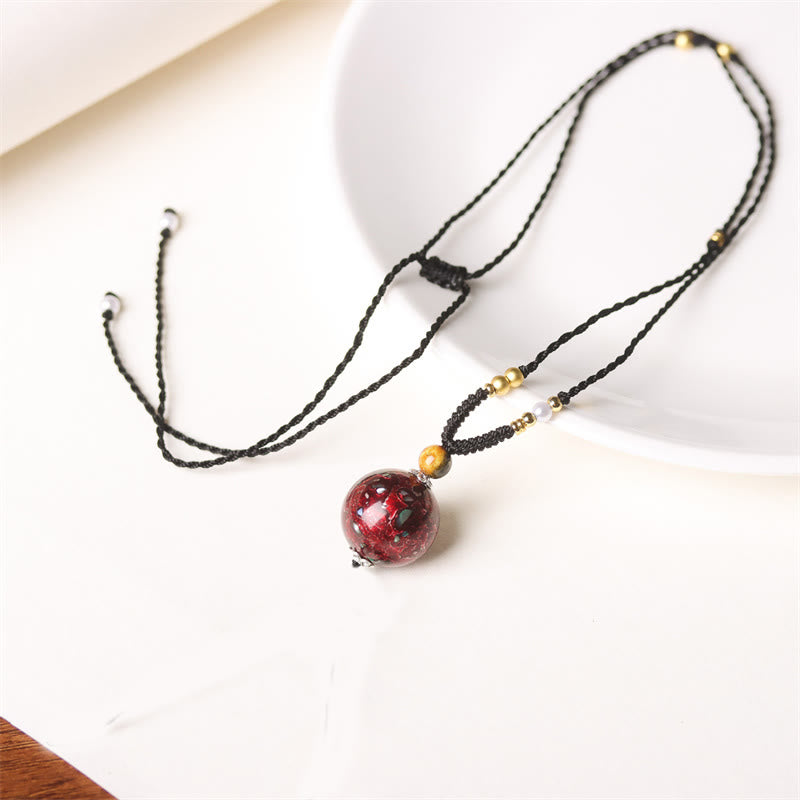 Buddhist Blessing Ebony Wood Venus Aurora Bead Lacquer Craft Peace Necklace Pendant