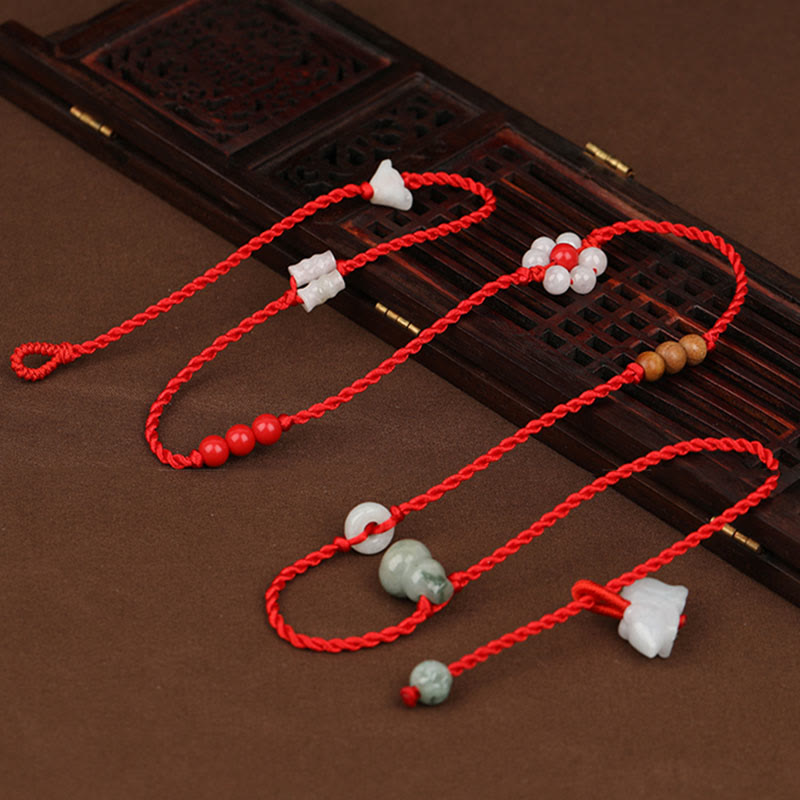 Buddhist Blessing Chinese Zodiac Peach Wood Blessing Red String Belly Chain