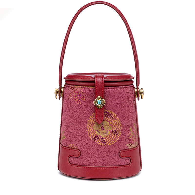 Buddhist Blessing Deer Crane Bamboo Flower Song Brocade Xiangyunsha Silk Crossbody Bag Hangbags