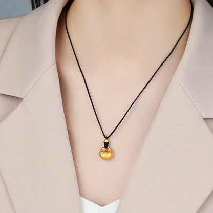 Buddhist Blessing 999 Gold Fu Character Wish Lock Pattern Luck Rope Necklace Pendant