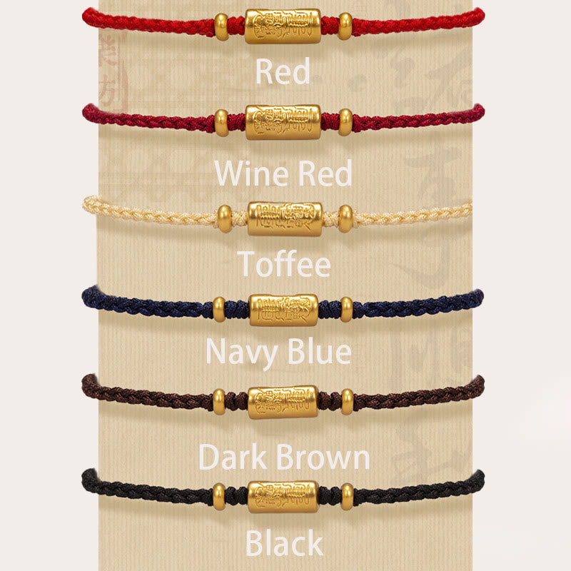 Buddhist Blessing 999 Gold Good Luck Amulet Carved Design Handmade Strength Braided Rope Bracelet