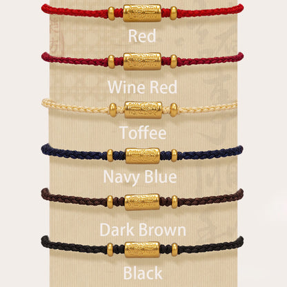 Buddhist Blessing 999 Gold Good Luck Amulet Carved Design Handmade Strength Braided Rope Bracelet
