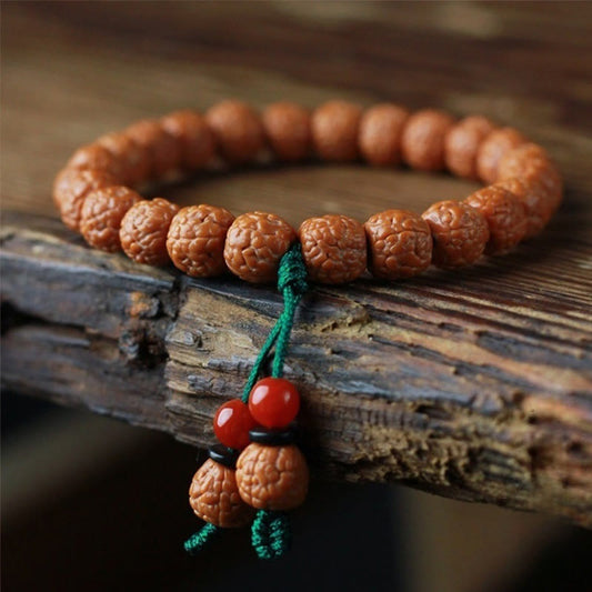 Buddhist Blessing Tibetan Rudraksha Bodhi Seed Agate Wealth Bracelet