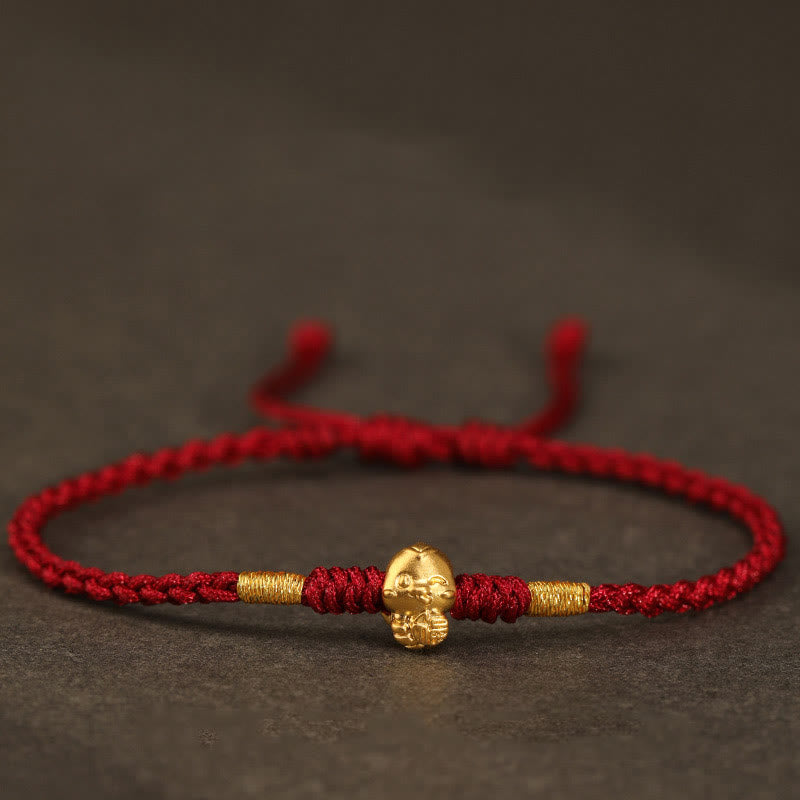 Buddhist Blessing 999 Gold Year of the Snake Handmade Fu Character Copper Coin Fortune Bracelet