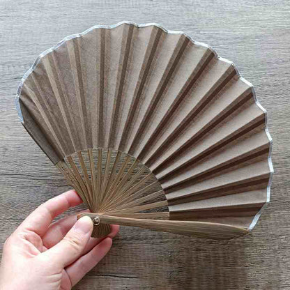 Buddhist Blessing Retro Solid Color Shell Shape Handheld Bamboo Folding Fan