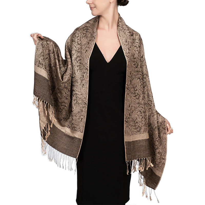 Buddhist Blessing Tibetan Cashew Jacquard Tassels Shawl Spring Fall Winter Warm Cozy Scarf Wrap