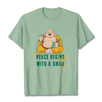 Buddhist Blessing Peace Begins With A Smile Tee T-shirt