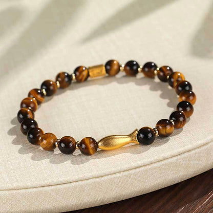 Buddhist Blessing Tiger Eye Koi Fish Courage Bracelet