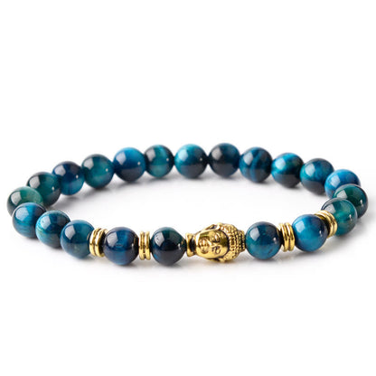 Buddhist Blessing Blue Green Red Tiger Eye Buddhist Blessing Head Balance Bracelet