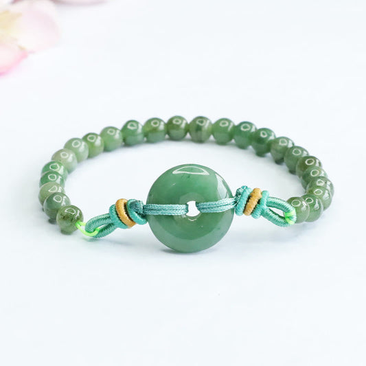Buddhist Blessing Jade Beads Peace Buckle Prosperity Bracelet