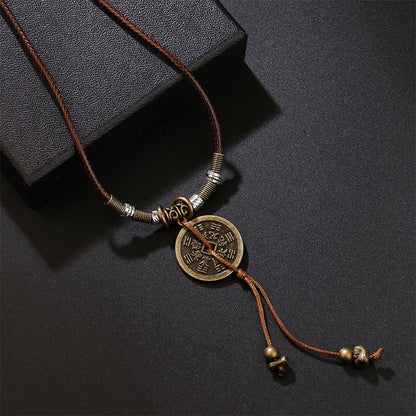 Buddhist Blessing Mountain Ghosts Spend Money Bagua Alloy Copper Coin Harmony Necklace Pendant