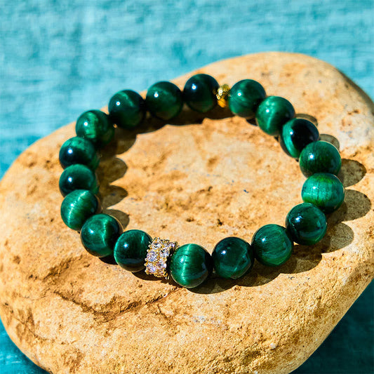 Buddhist Blessing Green Tiger Eye Positive Bracelet
