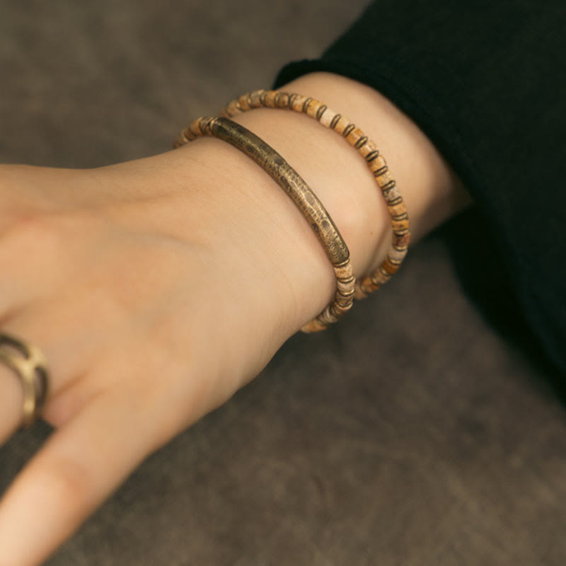 Buddhist Blessing Sodalite Picture Jasper Green Point Stone Harmony Wisdom Bracelet