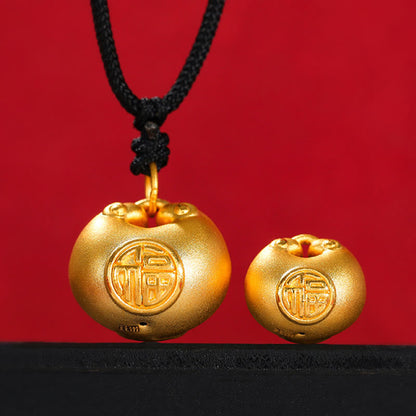 Buddhist Blessing 999 Gold Fu Character Wish Lock Pattern Luck Rope Necklace Pendant