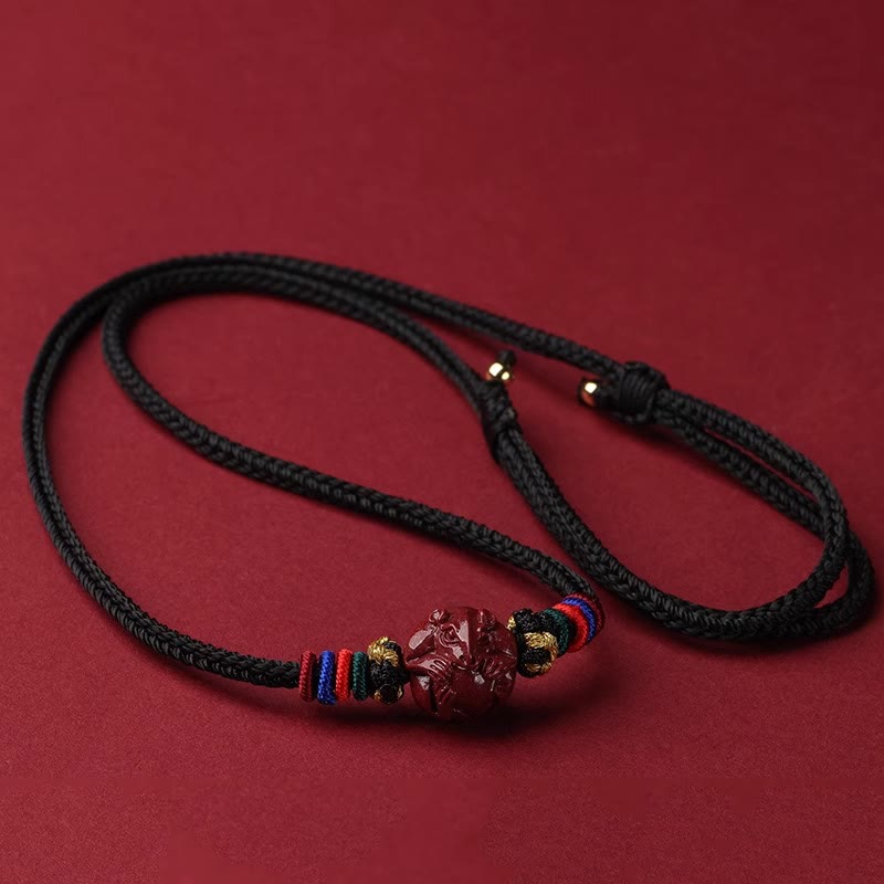 Buddhist Blessing Cinnabar Chinese Zodiac Black String Blessing Necklace Pendants