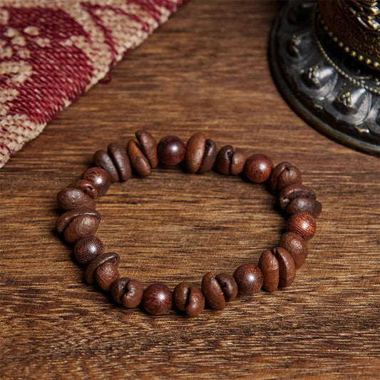 Buddhist Blessing Natural Coffee Beans Sandalwood Protection Bracelet