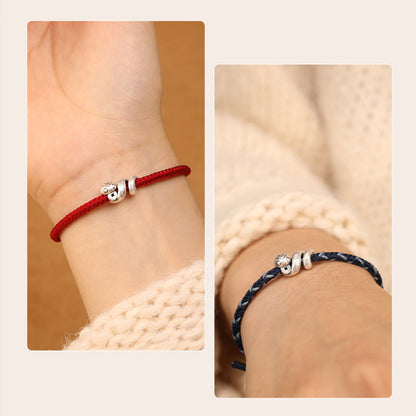 Buddhist Blessing 999 Sterling Silver Year of the Snake Handmade Copper Coin Protection Braided Bracelet