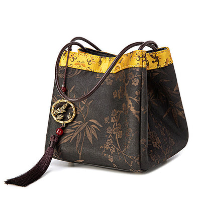 Buddhist Blessing Bamboo Branches Bead Pendant Tassel Xiangyunsha Silk Shoulder Bag Hangbags