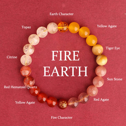 Buddhist Blessing Five Elements Various Agate Crystal Black Onyx Green Chalcedony Aquamarine Wisdom Bracelet