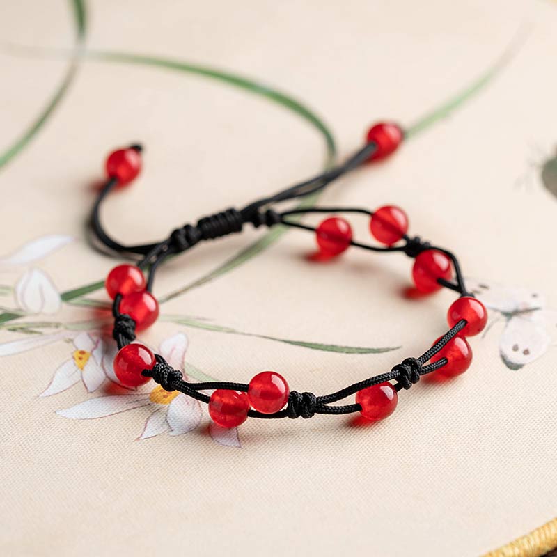 Buddhist Blessing Red Agate Moss Agate Cinnabar Calm Bracelet