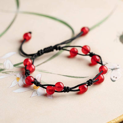 Buddhist Blessing Red Agate Moss Agate Cinnabar Calm Bracelet