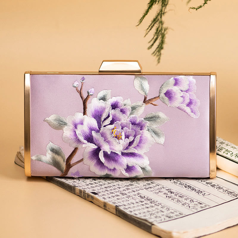 Buddhist Blessing Carnation Peony Begonia Su Embroidery Wedding Shopping Purse Handbag Crossbody Bag