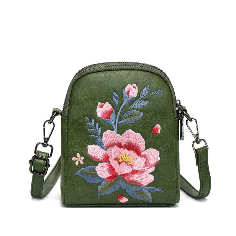 Buddhist Blessing Lotus Su Embroidery Journey Shopping Purse Shoulder Bag Crossbody Bag
