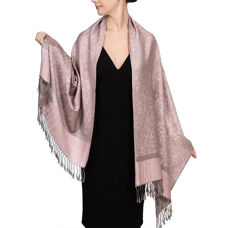 Buddhist Blessing Tibetan Cashew Jacquard Tassels Shawl Spring Fall Winter Warm Cozy Scarf Wrap