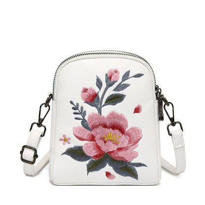 Buddhist Blessing Lotus Su Embroidery Journey Shopping Purse Shoulder Bag Crossbody Bag
