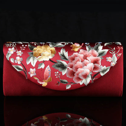 Buddhist Blessing Peony Tulip Su Embroidery Wedding Shopping Purse Handbag Crossbody Bag
