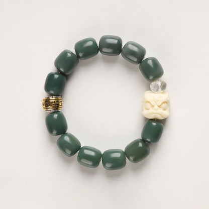 Buddhist Blessing Bodhi Seed Om Mani Padme Hum Lion Head Peace Bracelet