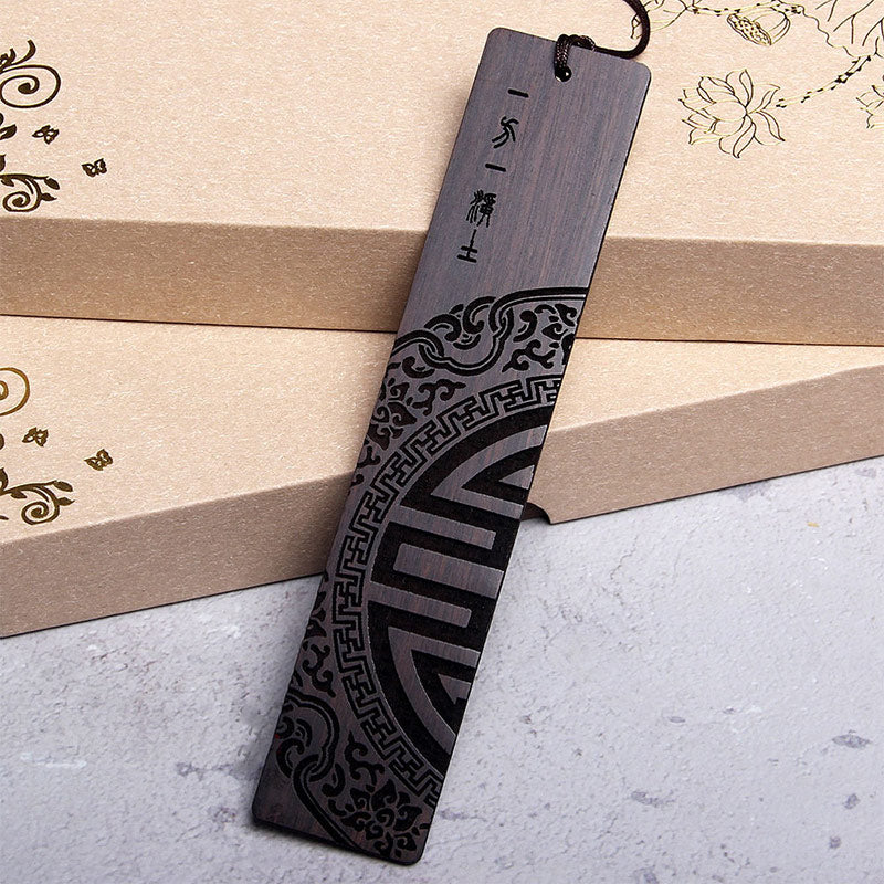 Buddhist Blessing Zen Enlightenment Quotes Ebony Wood Small Leaf Red Sandalwood Bookmarks With Gift Box (Extra 30% Off | USE CODE: FS30)