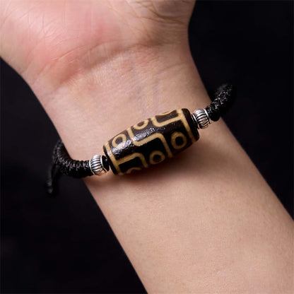 Buddhist Blessing Tibetan Nine-Eye Dzi Bead Three-eyed Dzi Bead Wealth Protection Rope Bracelet