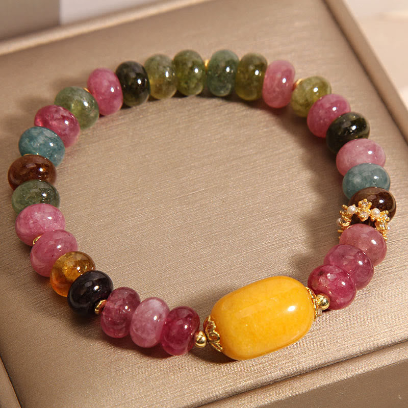Buddhist Blessing Natural Tourmaline Topaz Positive Bracelet
