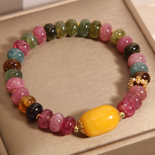 Buddhist Blessing Natural Tourmaline Topaz Positive Bracelet