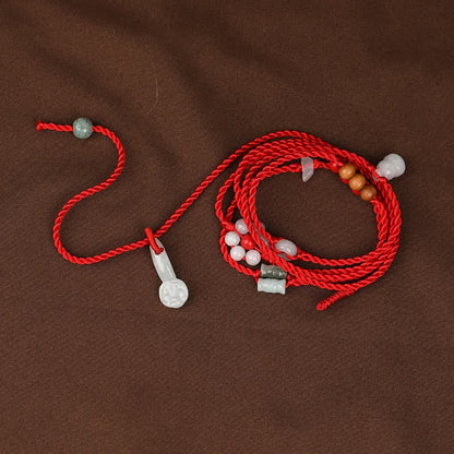 Buddhist Blessing Chinese Zodiac Peach Wood Blessing Red String Belly Chain