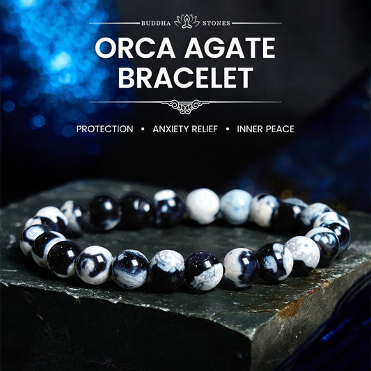 Buddhist Blessing Orca Agate Protection Bracelet
