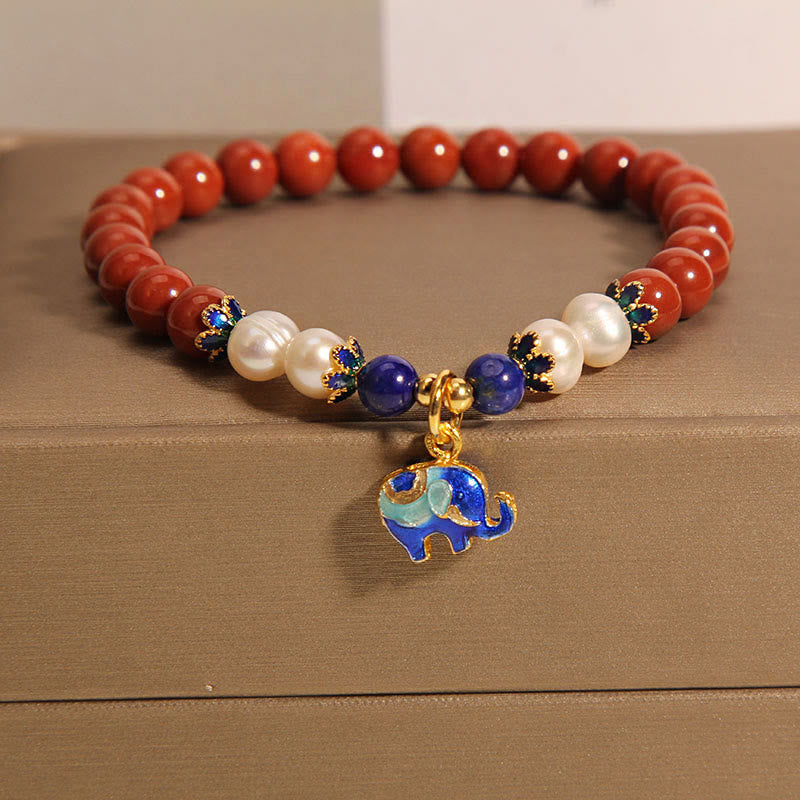 Buddhist Blessing Natural South Red Agate Pearl Peace Lock Charm Positive Bracelet