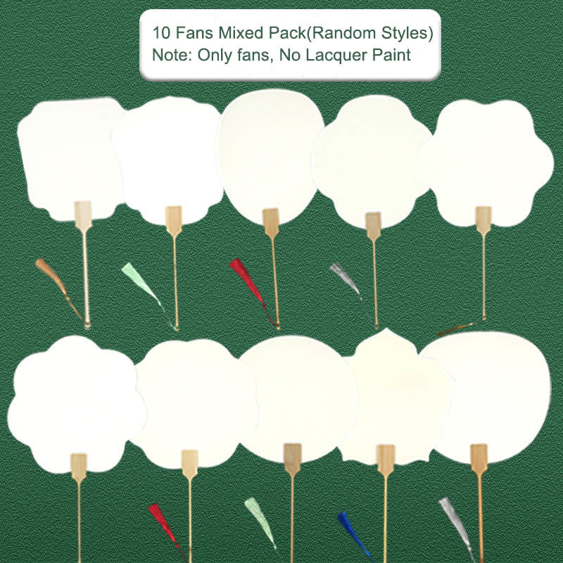 Buddhist Blessing DIY Chinese Lacquer Fan Blank Painting Handheld Fan