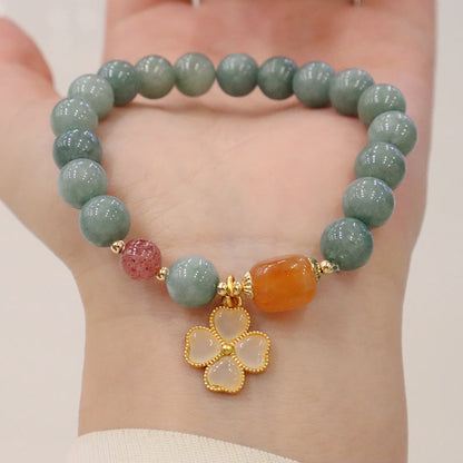 Buddhist Blessing Bring Good Luck Green Jade Bracelet Bangle Bundle