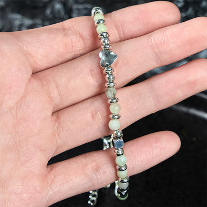 Buddhist Blessing Natural Stone Amazonite Amethyst Lazurite Rose Quartz Heart Positive Balance Bracelet