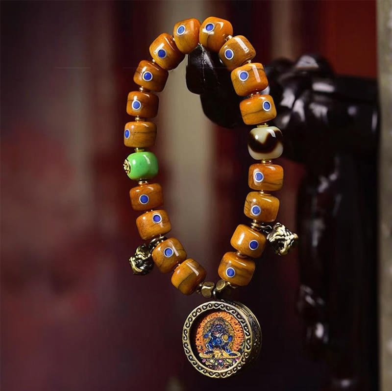 Buddhist Blessing Vintage Tibetan Bone Beads Braided Rope Positive Balance Bracelet