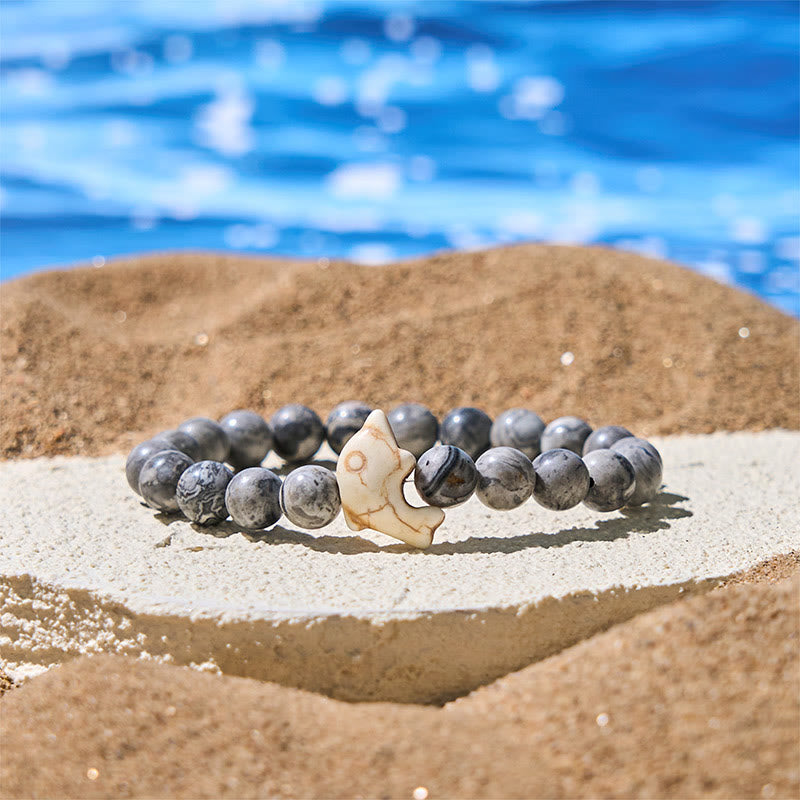 Buddhist Blessing Natural Various Stones Dolphin Spiritual Balance Bracelet