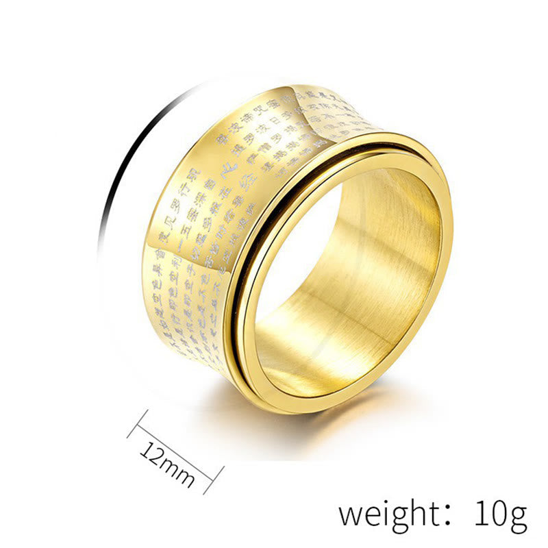 Buddhist Blessing Tibetan Miniature Scriptures Heart Sutra Titanium Steel Spinner Balance Ring